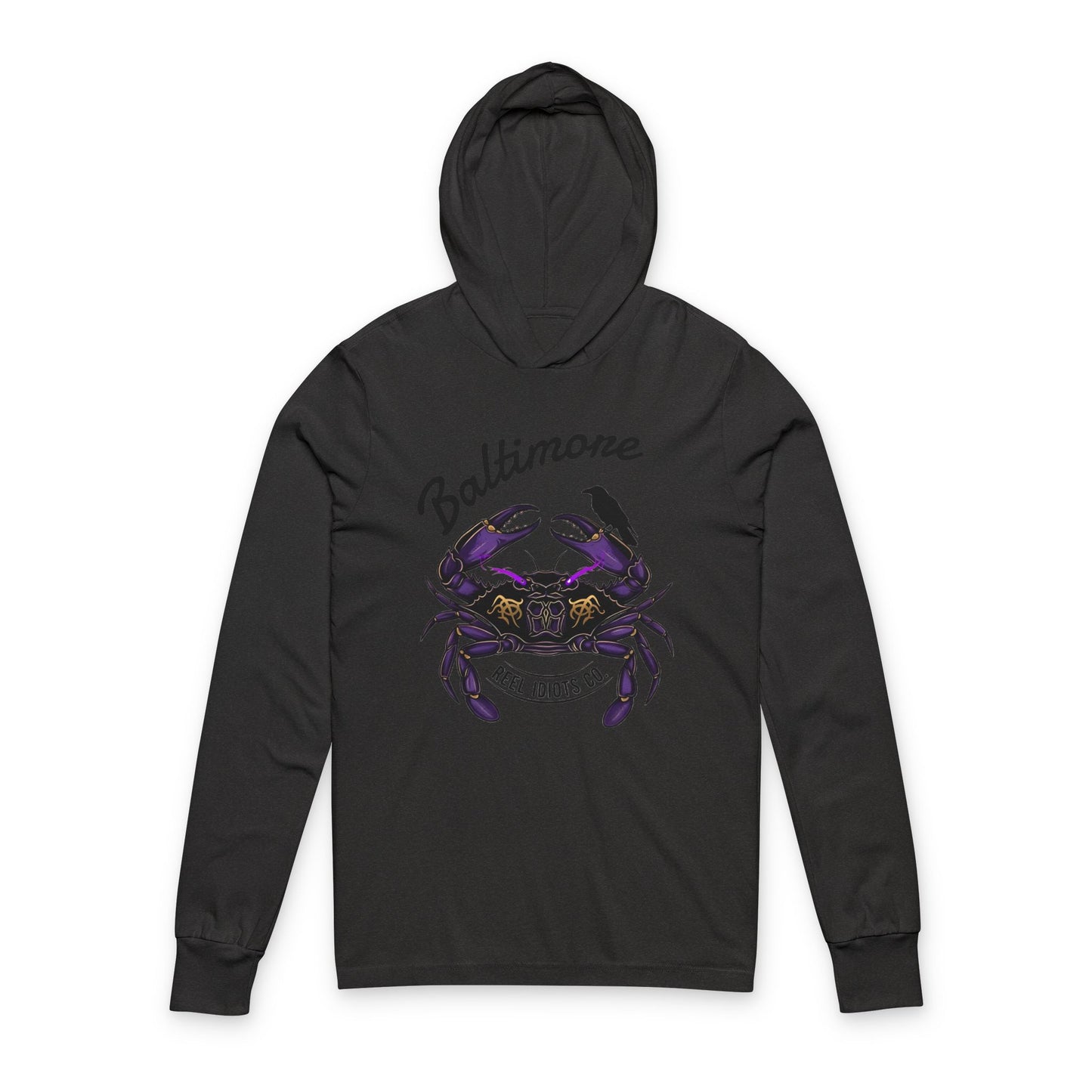 Unisex Hooded Long Sleeve Tee - Baltimore Football Tribute - Edgar Allan Poe Inspired Design