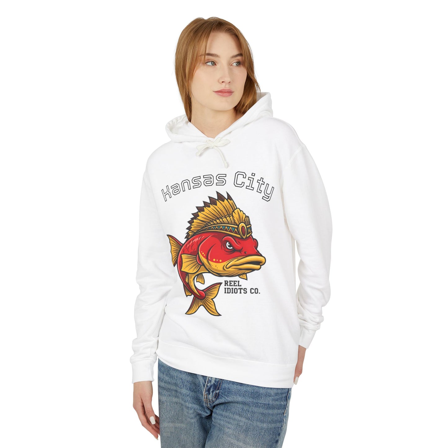 Kansas City Fish Design Unisex Lightweight Hooded Sweatshirt, Perfect for Fishing Lovers, Casual Wear, Outdoors, Gifts for Him/Her