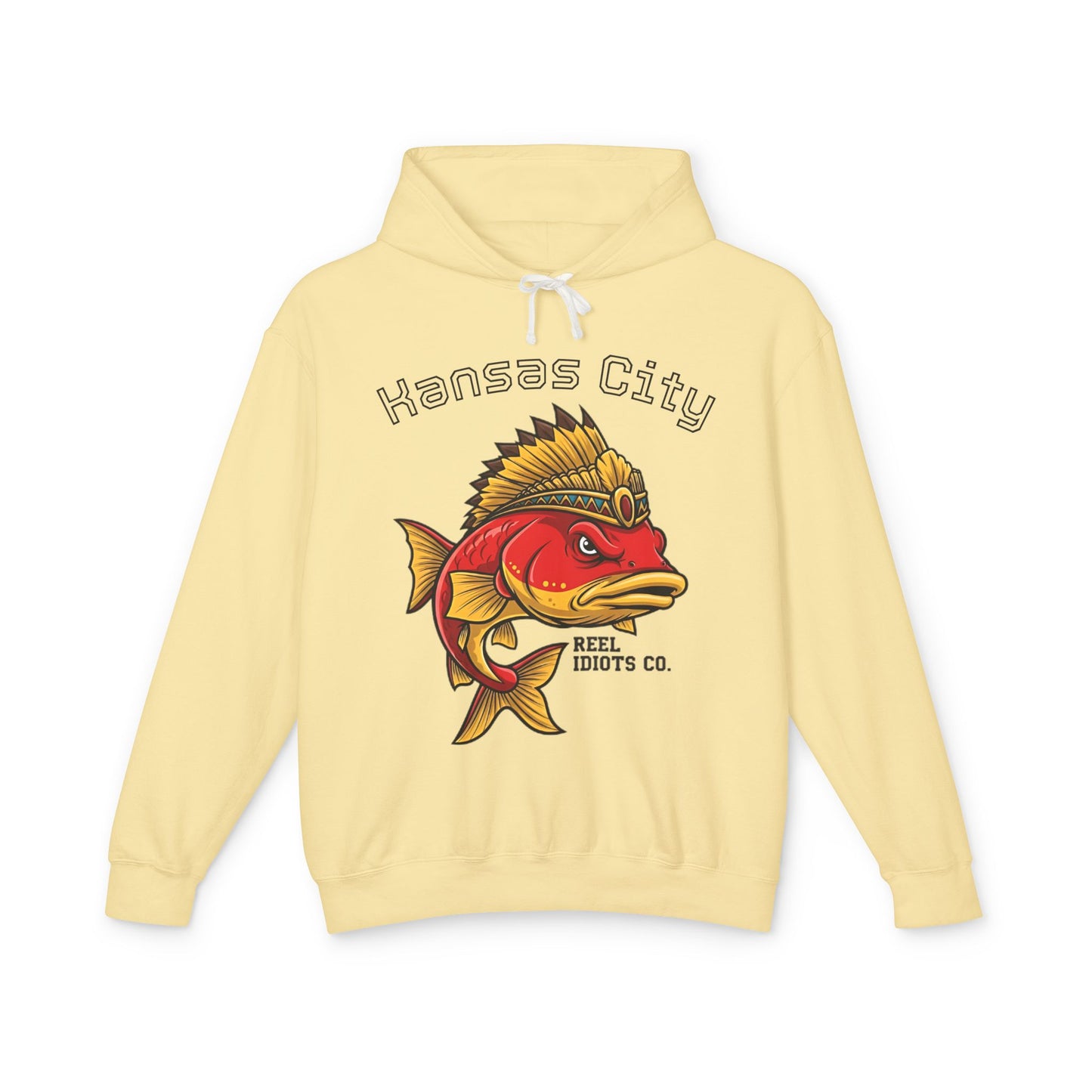 Kansas City Fish Design Unisex Lightweight Hooded Sweatshirt, Perfect for Fishing Lovers, Casual Wear, Outdoors, Gifts for Him/Her