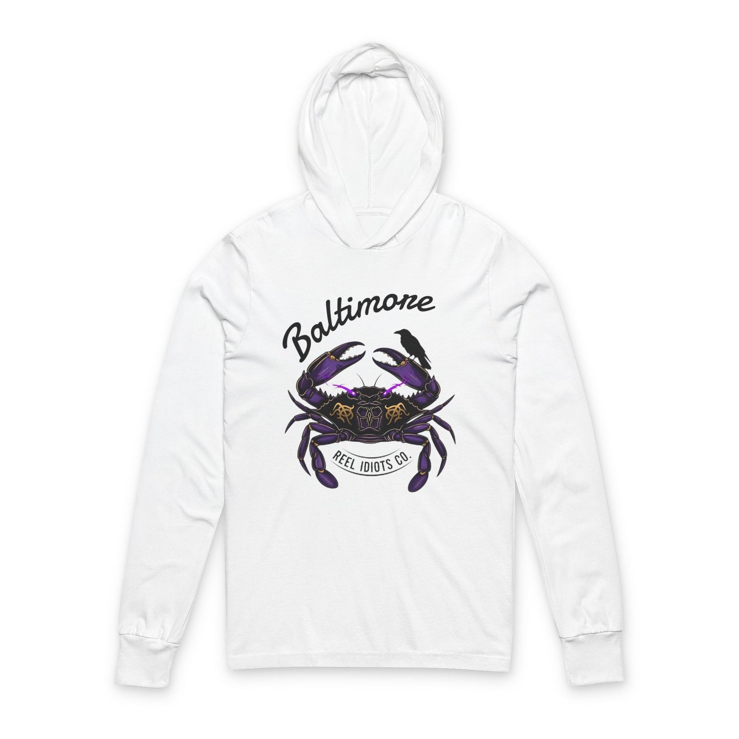 Unisex Hooded Long Sleeve Tee - Baltimore Football Tribute - Edgar Allan Poe Inspired Design