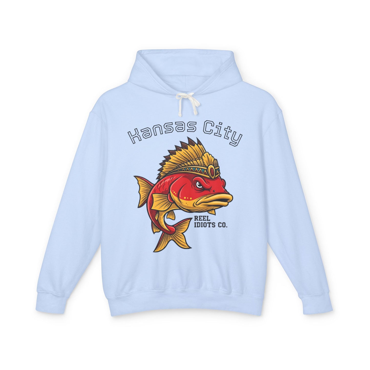 Kansas City Fish Design Unisex Lightweight Hooded Sweatshirt, Perfect for Fishing Lovers, Casual Wear, Outdoors, Gifts for Him/Her