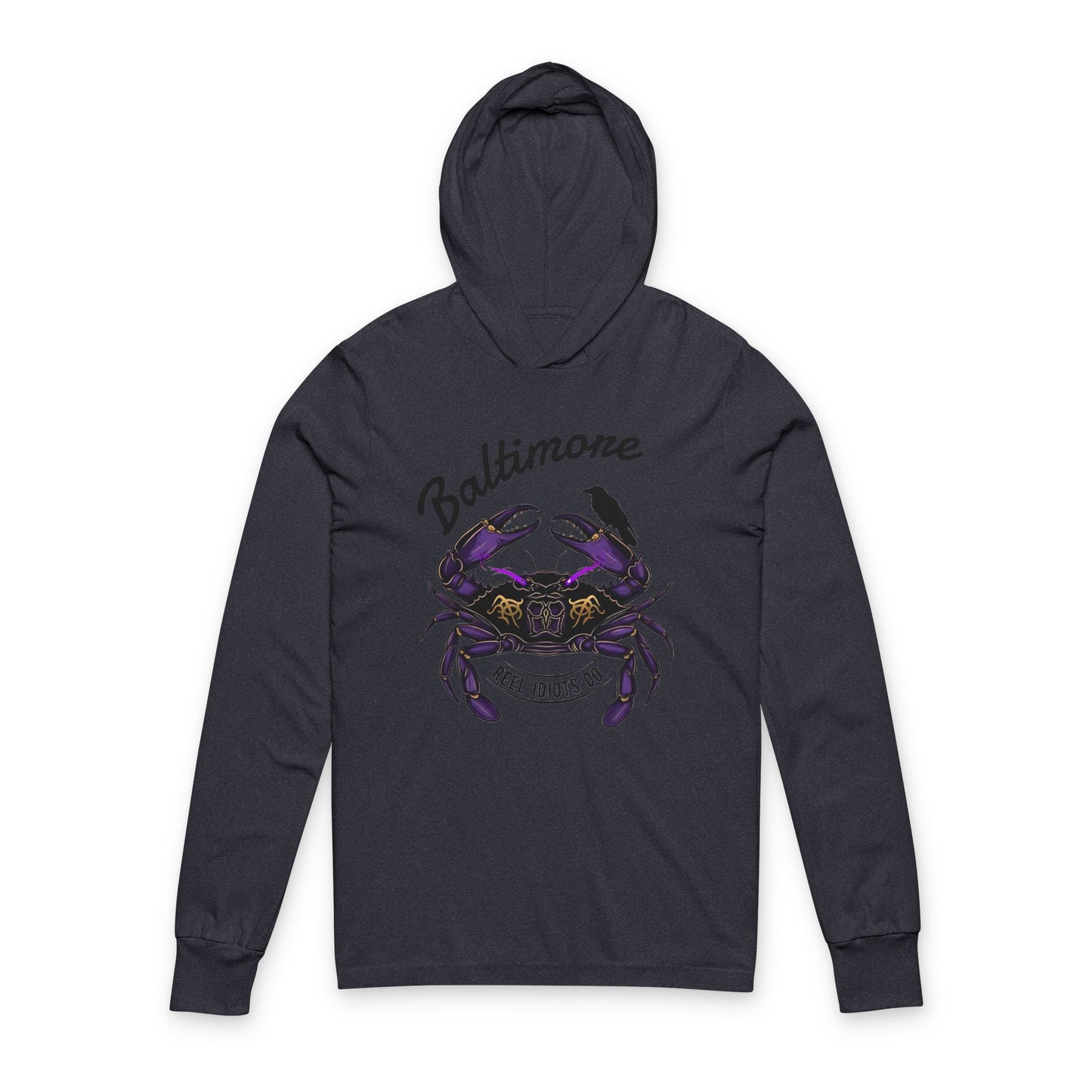 Unisex Hooded Long Sleeve Tee - Baltimore Football Tribute - Edgar Allan Poe Inspired Design