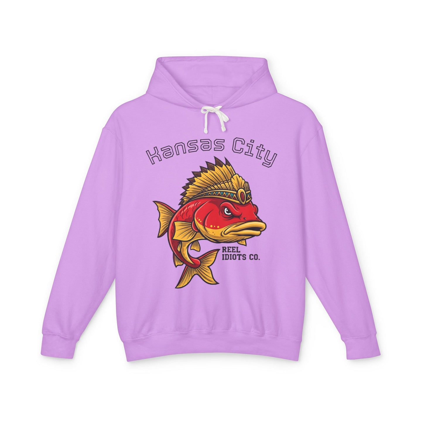 Kansas City Fish Design Unisex Lightweight Hooded Sweatshirt, Perfect for Fishing Lovers, Casual Wear, Outdoors, Gifts for Him/Her