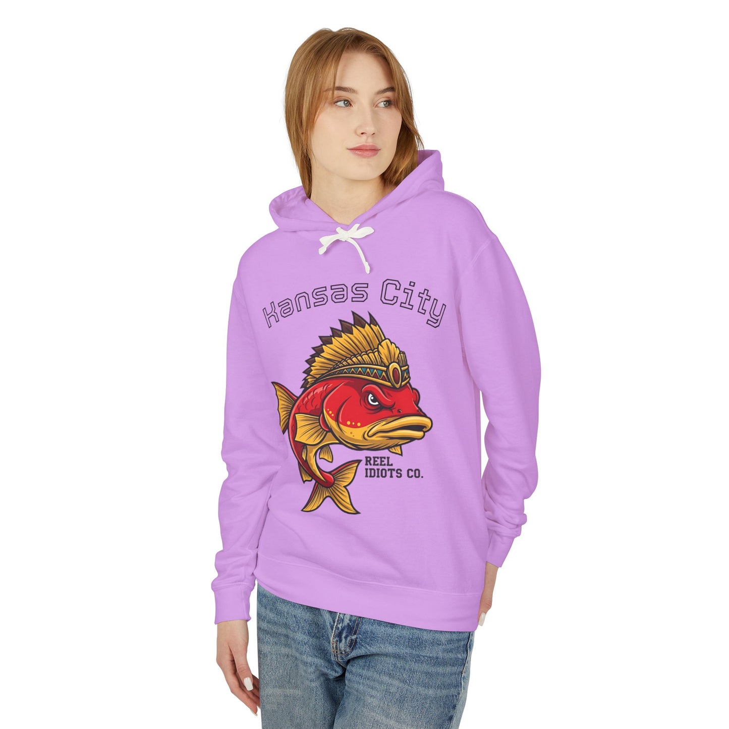 Kansas City Fish Design Unisex Lightweight Hooded Sweatshirt, Perfect for Fishing Lovers, Casual Wear, Outdoors, Gifts for Him/Her