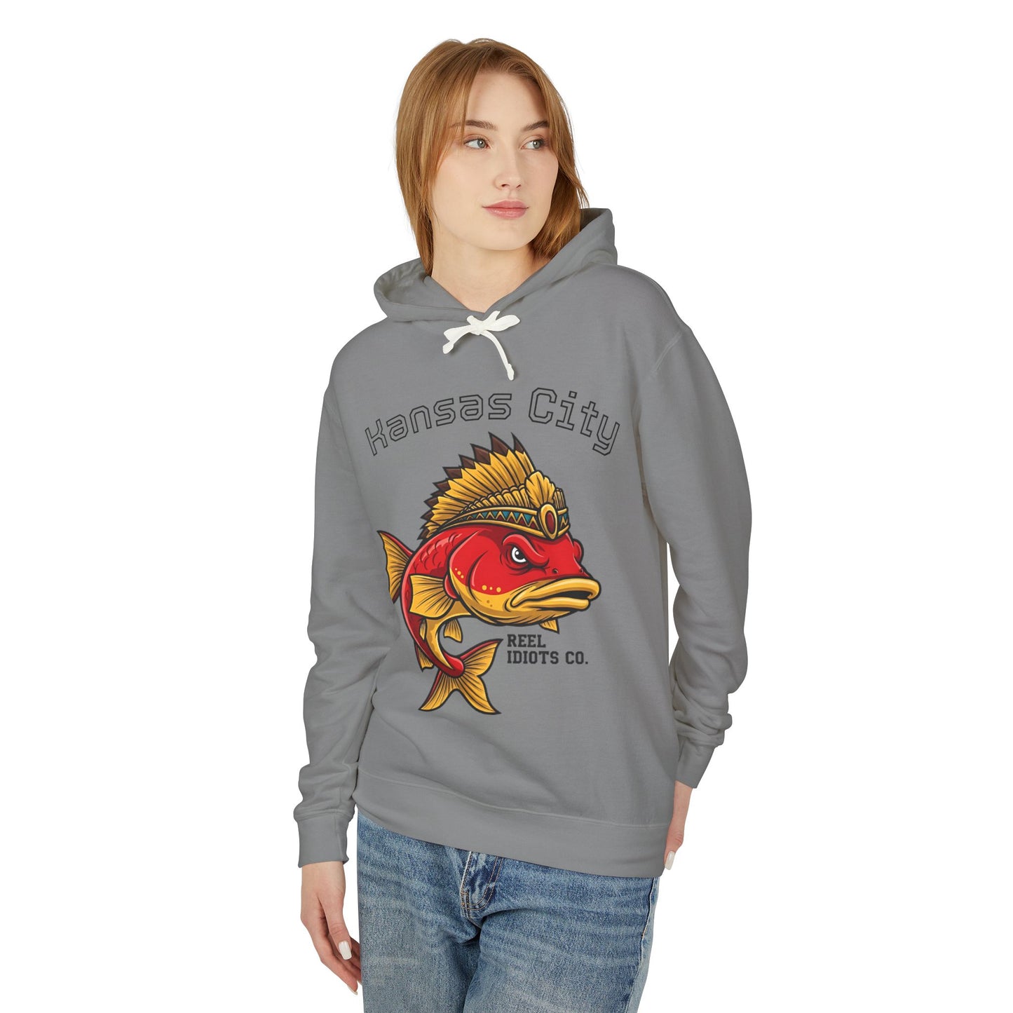 Kansas City Fish Design Unisex Lightweight Hooded Sweatshirt, Perfect for Fishing Lovers, Casual Wear, Outdoors, Gifts for Him/Her