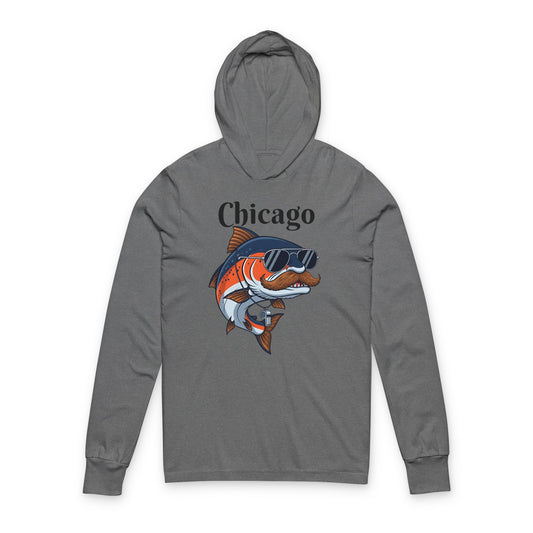 Chicago King Salmon Unisex Hooded Long Sleeve Tee - Reel Idiots Co Hometown Catch Collection