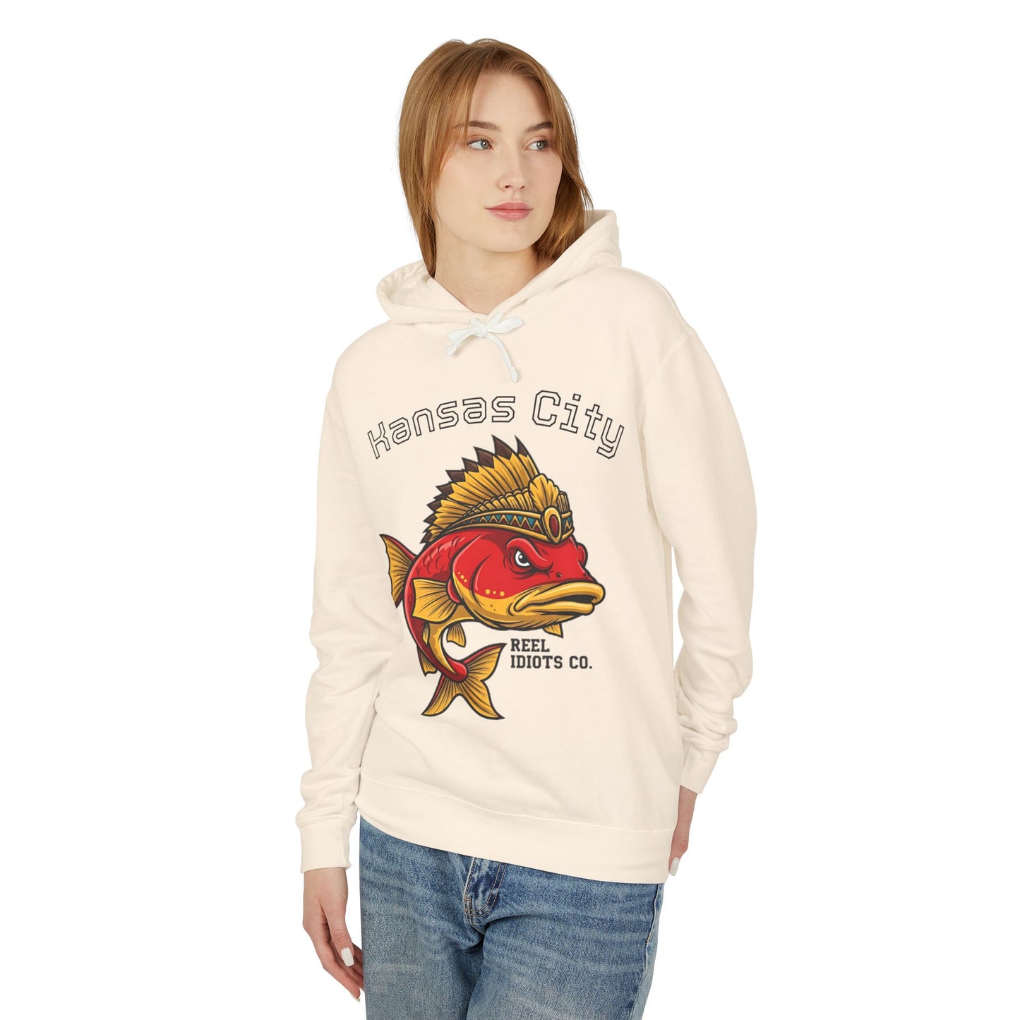 Kansas City Fish Design Unisex Lightweight Hooded Sweatshirt, Perfect for Fishing Lovers, Casual Wear, Outdoors, Gifts for Him/Her