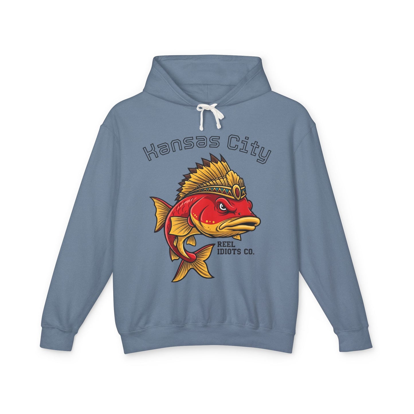 Kansas City Fish Design Unisex Lightweight Hooded Sweatshirt, Perfect for Fishing Lovers, Casual Wear, Outdoors, Gifts for Him/Her