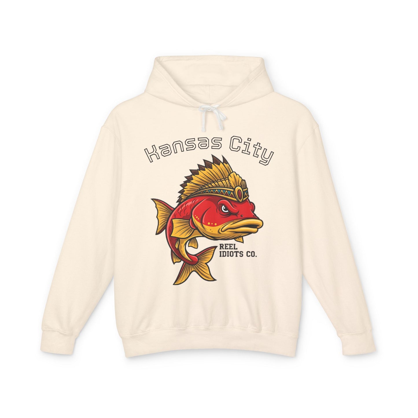 Kansas City Fish Design Unisex Lightweight Hooded Sweatshirt, Perfect for Fishing Lovers, Casual Wear, Outdoors, Gifts for Him/Her