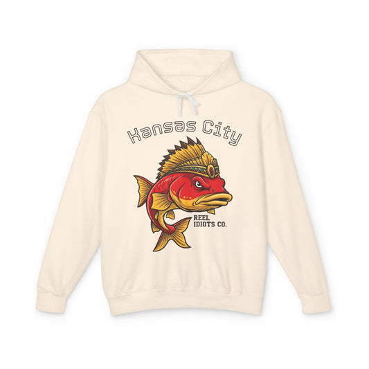Kansas City Fish Design Unisex Lightweight Hooded Sweatshirt, Perfect for Fishing Lovers, Casual Wear, Outdoors, Gifts for Him/Her