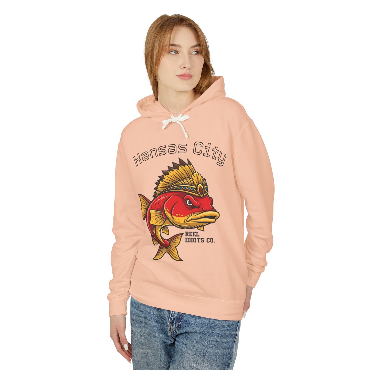 Kansas City Fish Design Unisex Lightweight Hooded Sweatshirt, Perfect for Fishing Lovers, Casual Wear, Outdoors, Gifts for Him/Her