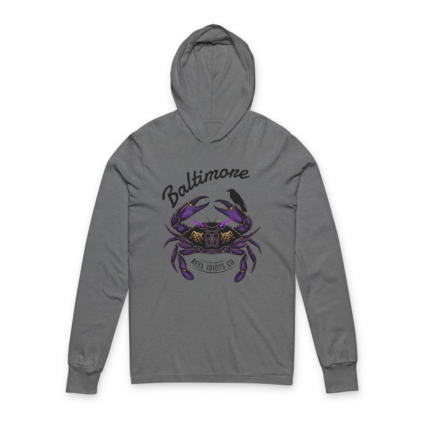 Unisex Hooded Long Sleeve Tee - Baltimore Football Tribute - Edgar Allan Poe Inspired Design