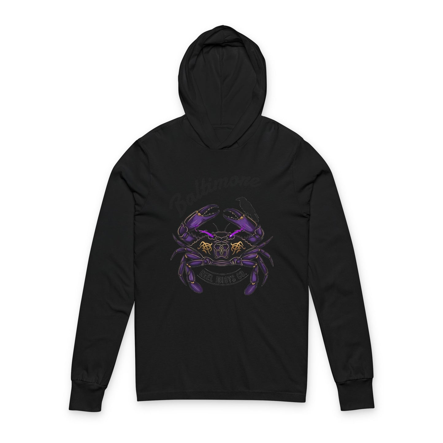 Unisex Hooded Long Sleeve Tee - Baltimore Football Tribute - Edgar Allan Poe Inspired Design