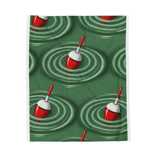 Plush Blanket Fishing Bobber Ripple Pattern